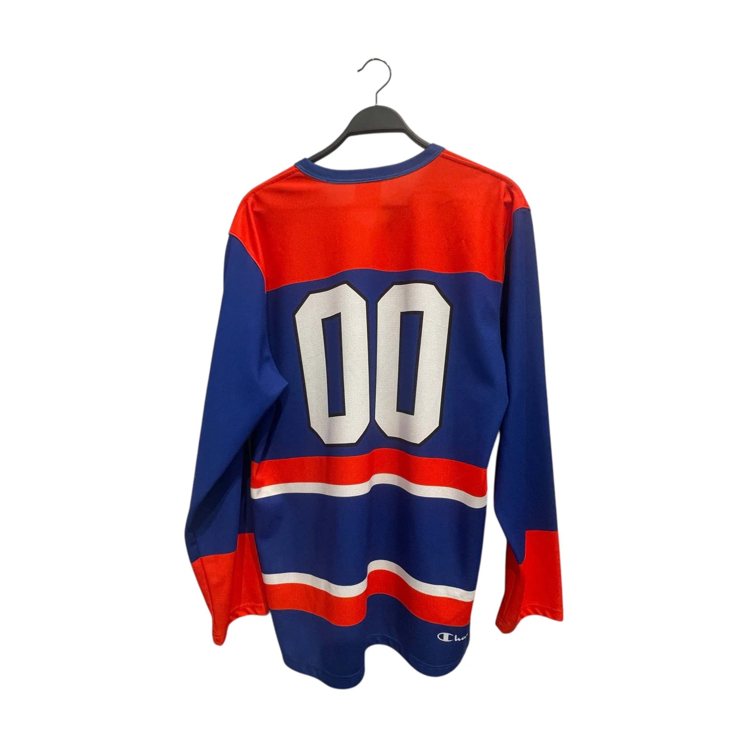 Champion/Supreme/LS T-Shirt/XL/Polyester/BLU/Graphic/Logo Hockey Jersey