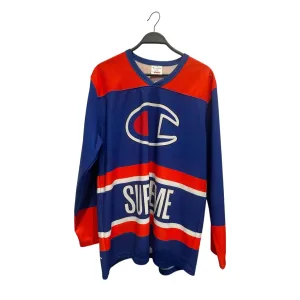 Champion/Supreme/LS T-Shirt/XL/Polyester/BLU/Graphic/Logo Hockey Jersey