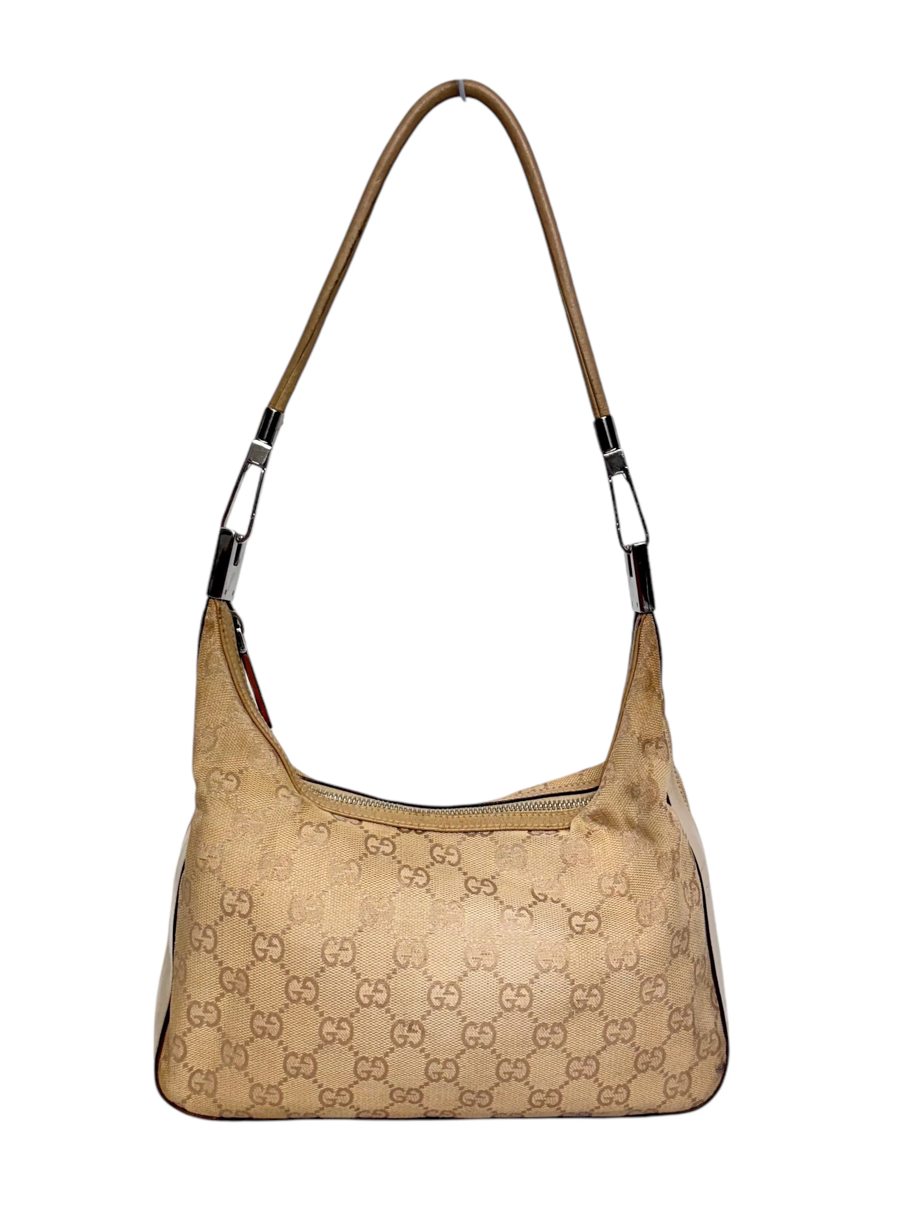 Gucci GG Supreme Cream Canvas Leather Hobo