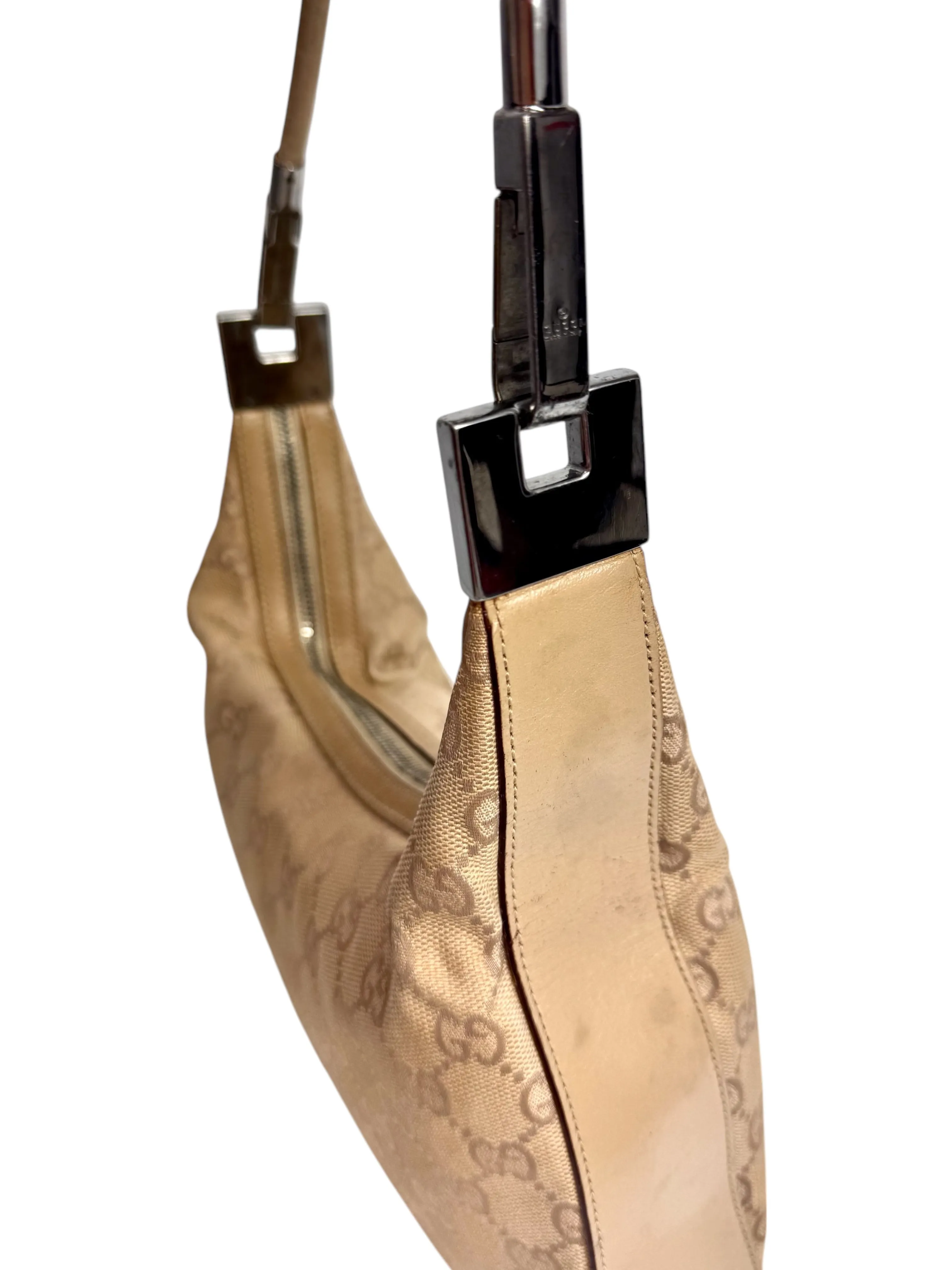 Gucci GG Supreme Cream Canvas Leather Hobo