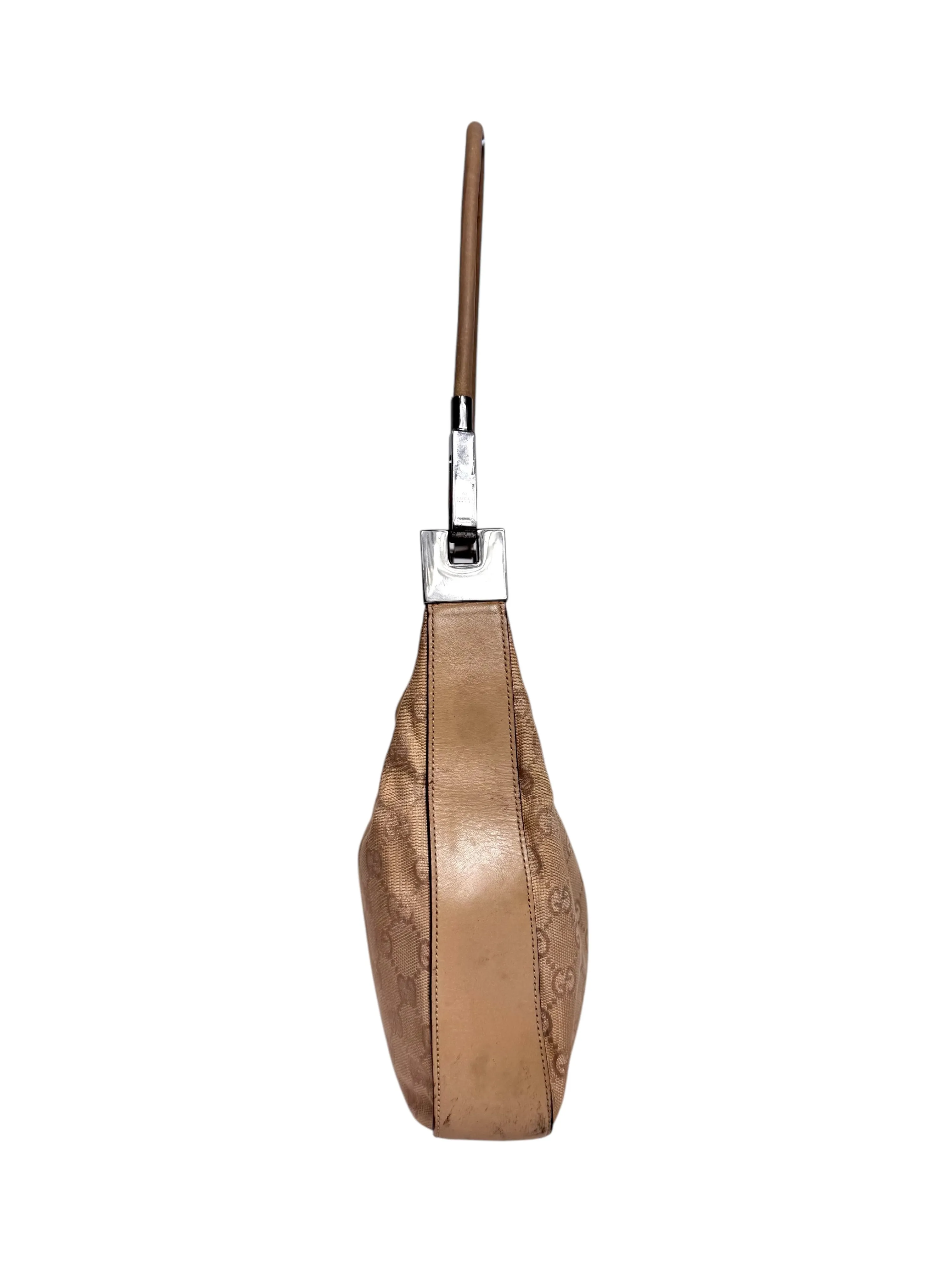 Gucci GG Supreme Cream Canvas Leather Hobo