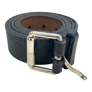GUCCI/Belt/Monogram/Leather/GRY/BLK/SUPREME/CANVAZ/SILVER
