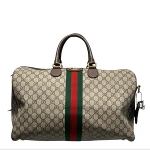 GUCCI/Boston Bag/Leather/KHK/GG Supreme Ophidia Carry On