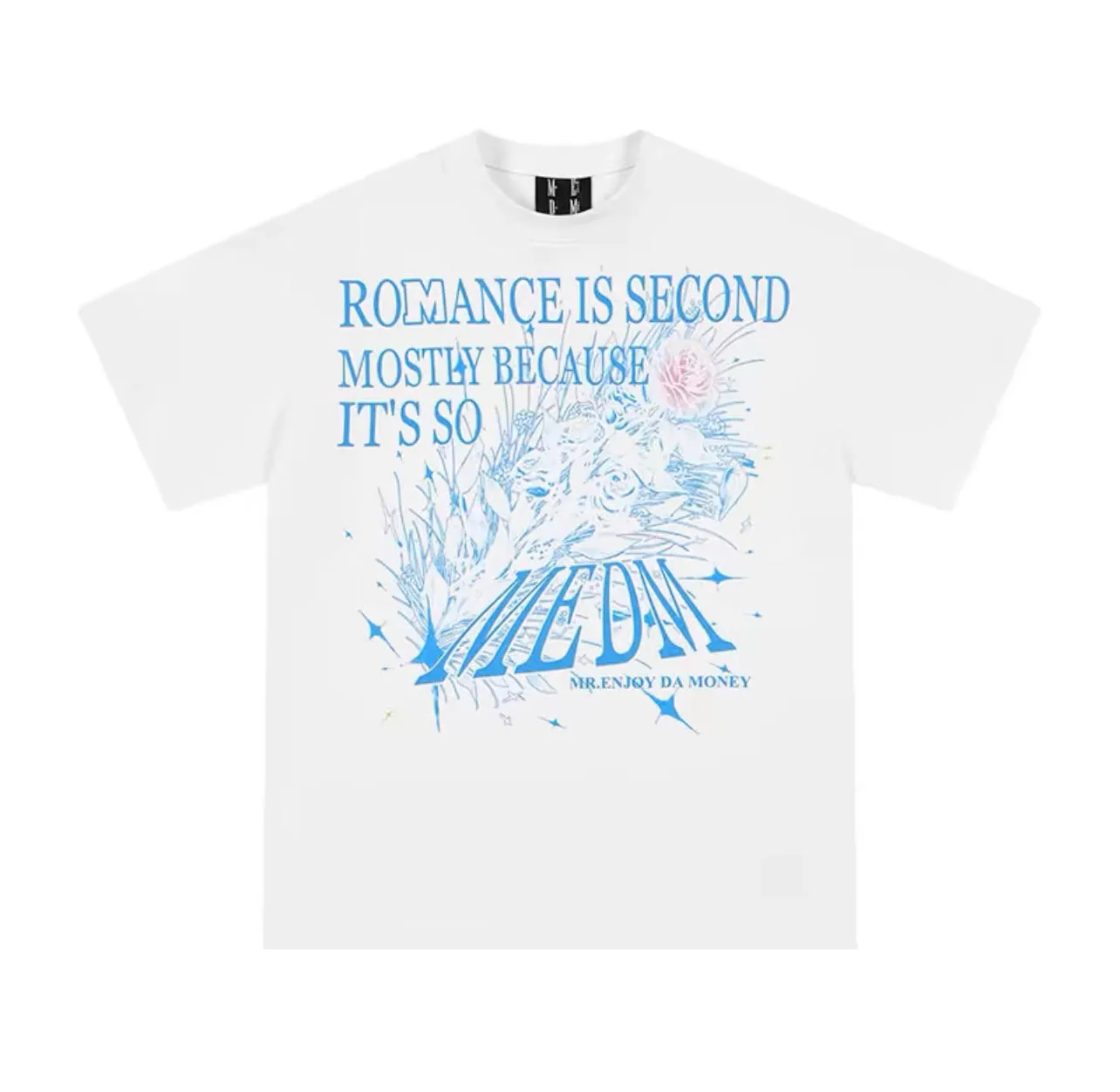 Mr Enjoy Da Money Crystal Rose Tee White
