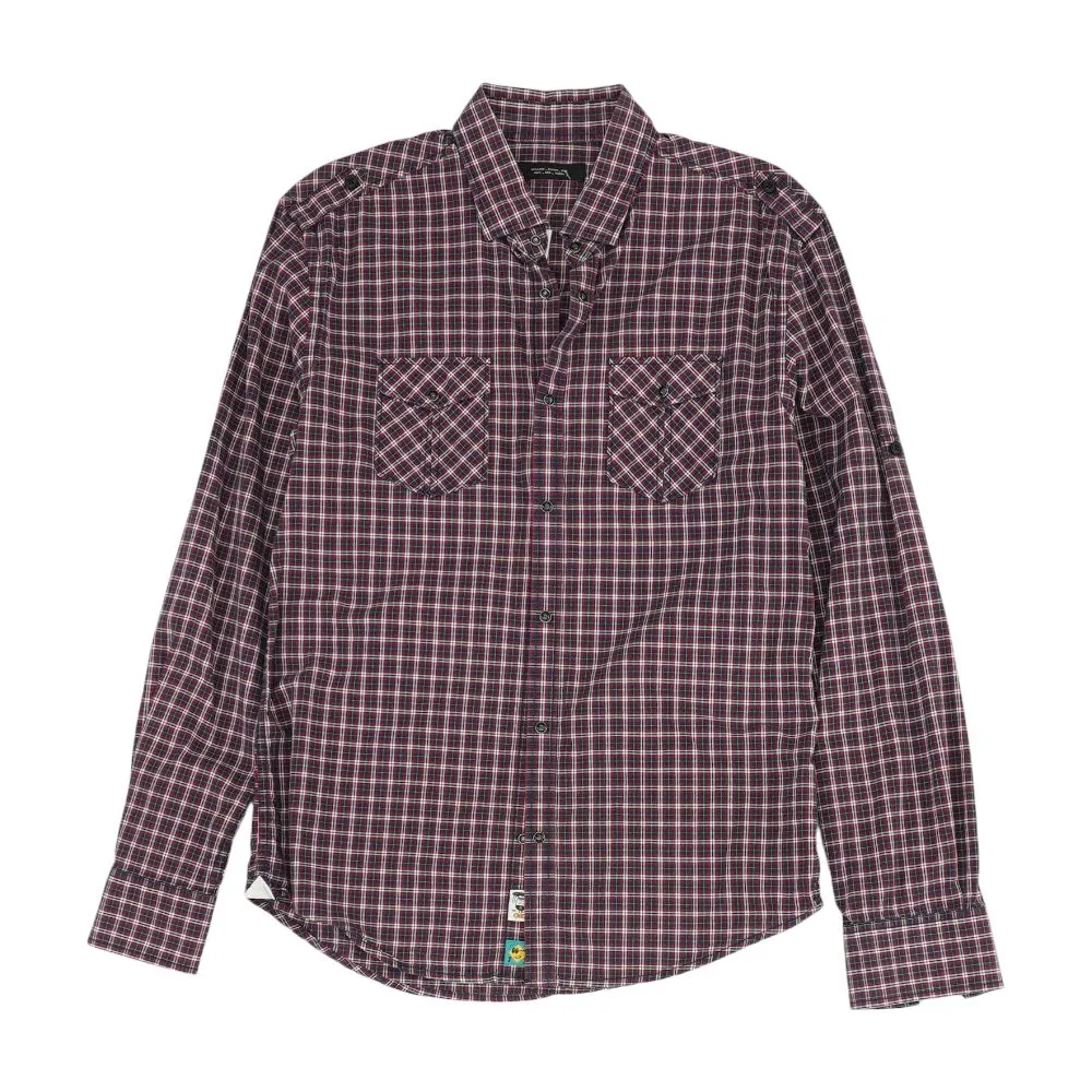 Navy Plaid Long Sleeve Button Down