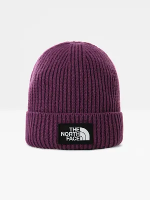 Ribbed Beanie with Plum Logo