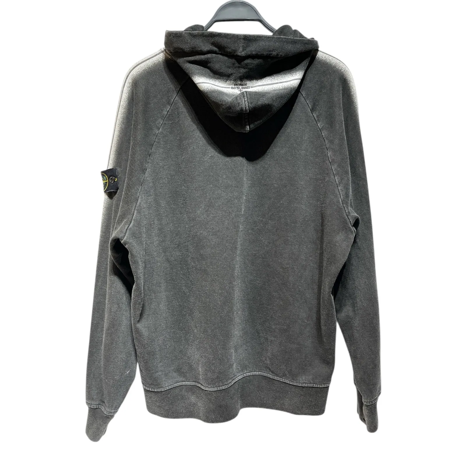 STONE ISLAND/Supreme/Hoodie/L/Cotton/GRY/stripe sleeve