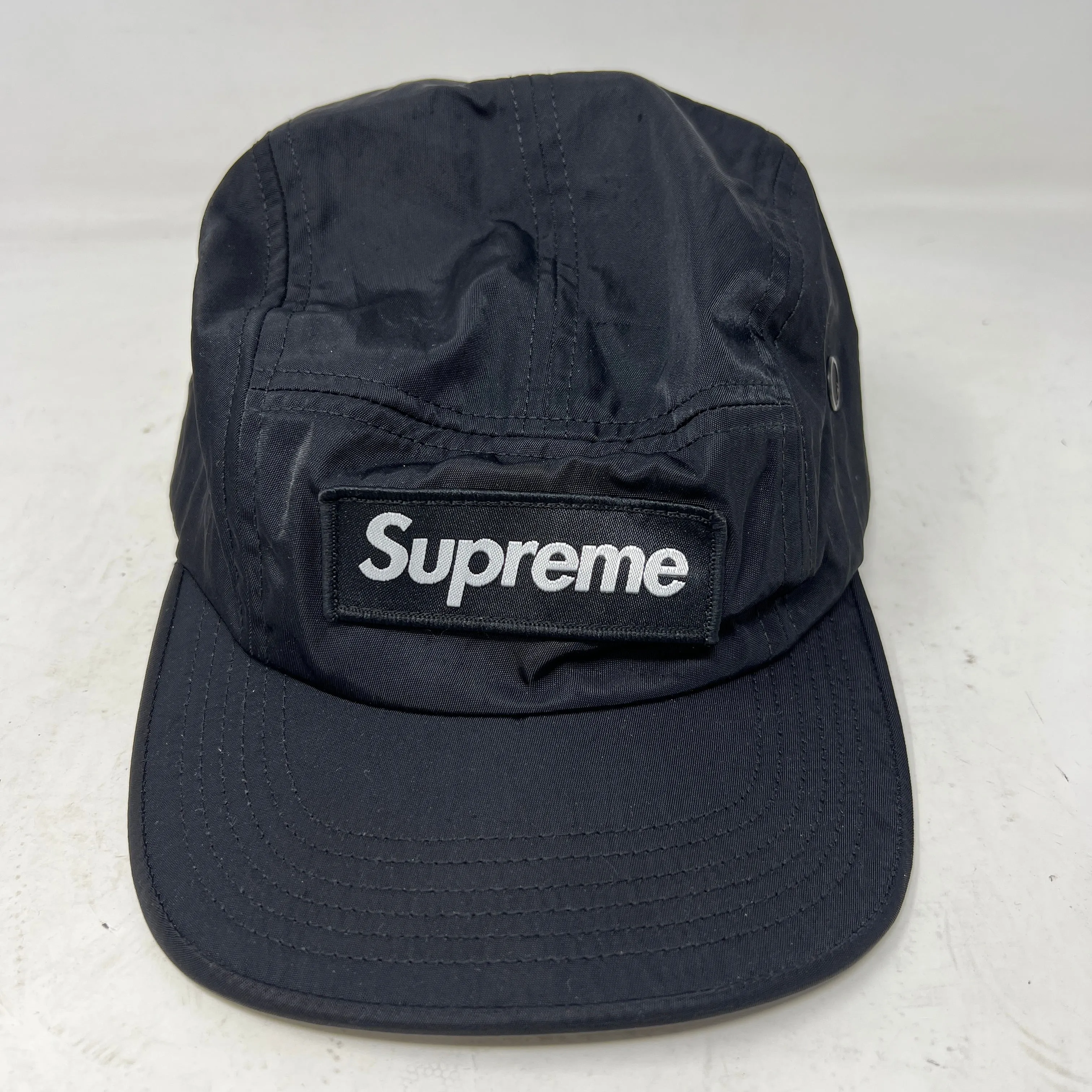 Supreme Overdyed Camo Nylon Camp Cap Black