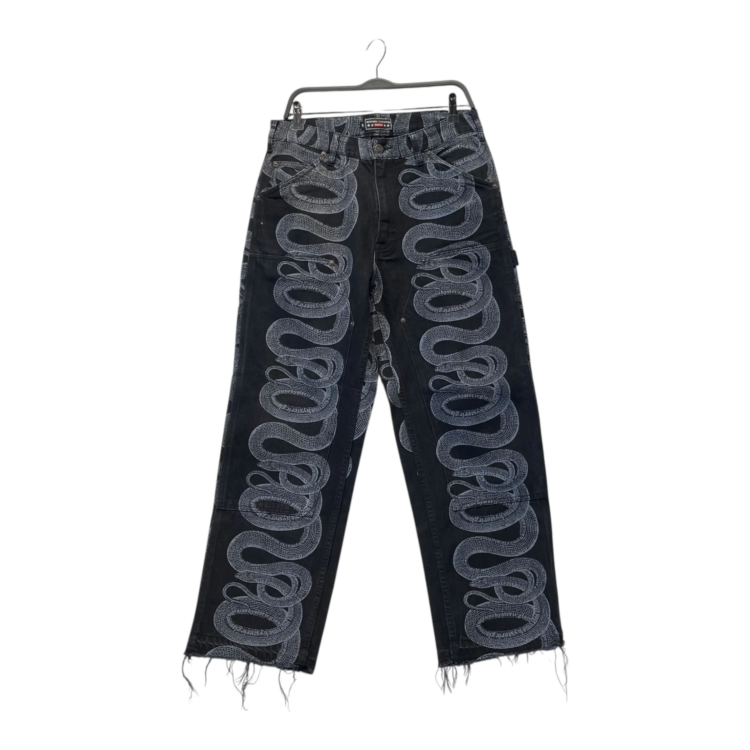 Supreme/HYSTERIC GLAMOUR/Carpenter Pants/30/Denim/BLK/All Over Print/Snake Print