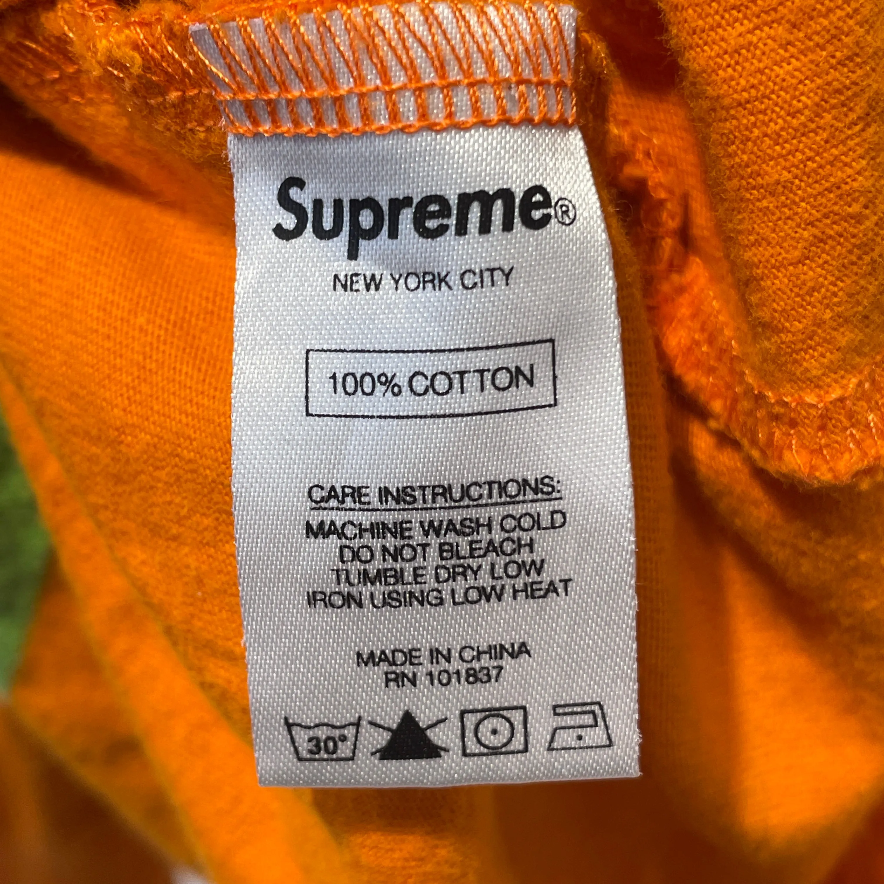 Supreme/LS T-Shirt/M/Cotton/ORN/Stripe/NEON GRN STRIPE