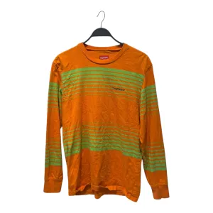 Supreme/LS T-Shirt/M/Cotton/ORN/Stripe/NEON GRN STRIPE