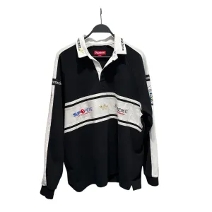 Supreme/Polo Shirt/L/Cotton/BLK/Stripe/CHEST STRIPE RUGBY POLO