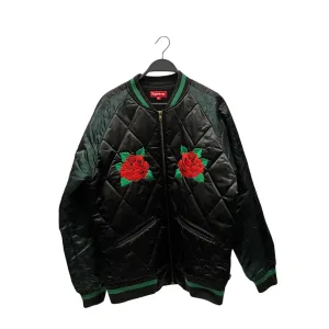 Supreme/Quilted Jkt/M/Nylon/BLK/Satin roses