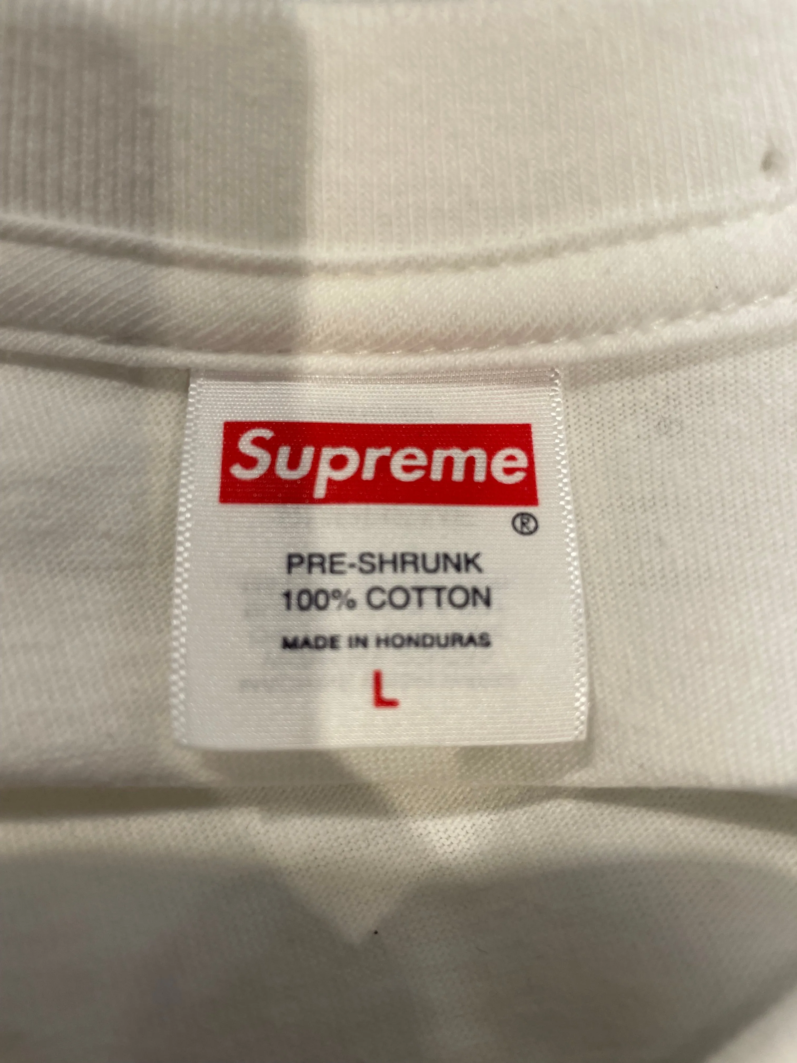 Supreme/T-Shirt/L/Cotton/WHT/All Over Print/slogan patch graphic
