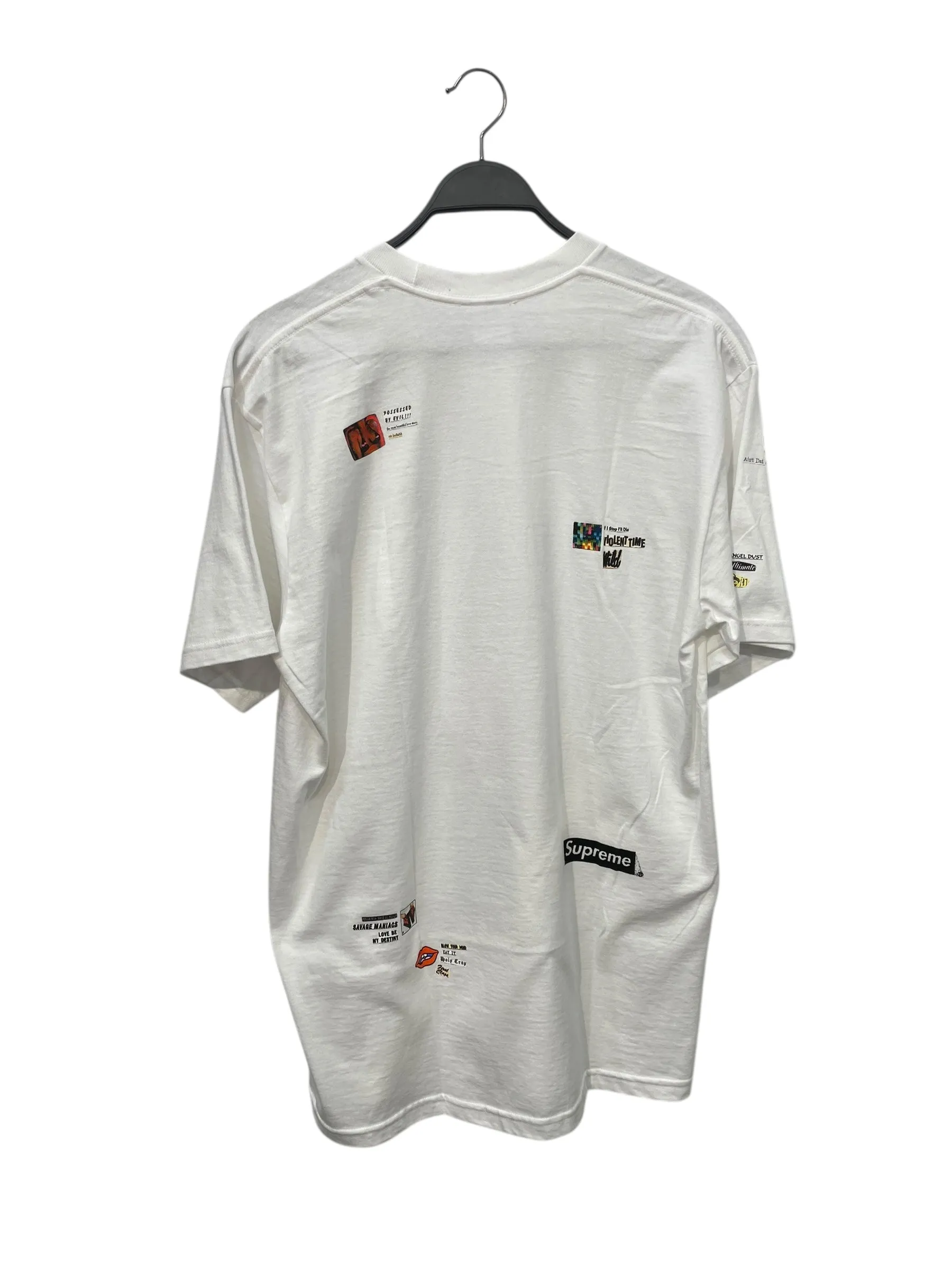 Supreme/T-Shirt/L/Cotton/WHT/All Over Print/slogan patch graphic