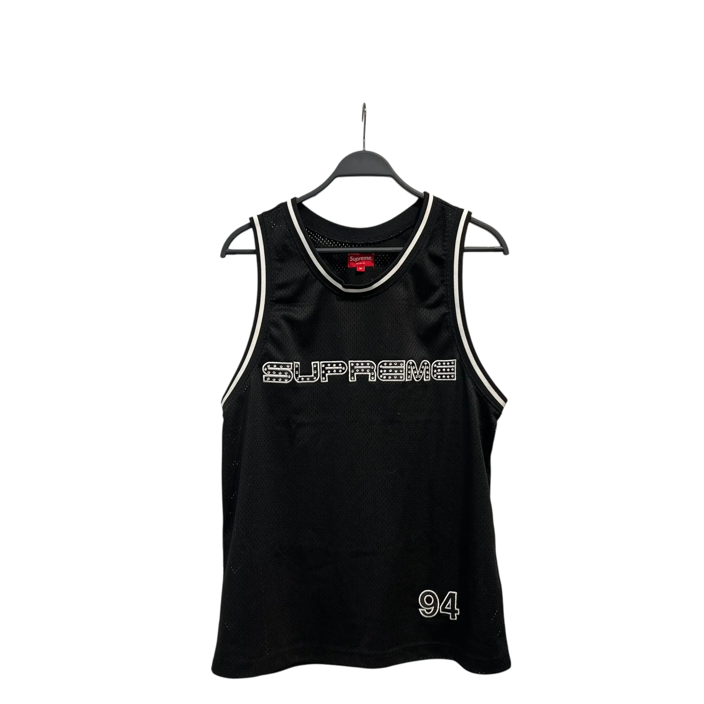 Supreme/Tank Top/M/Polyester/BLK/Graphic/RHINESTONE BASKETBALL JERSEY