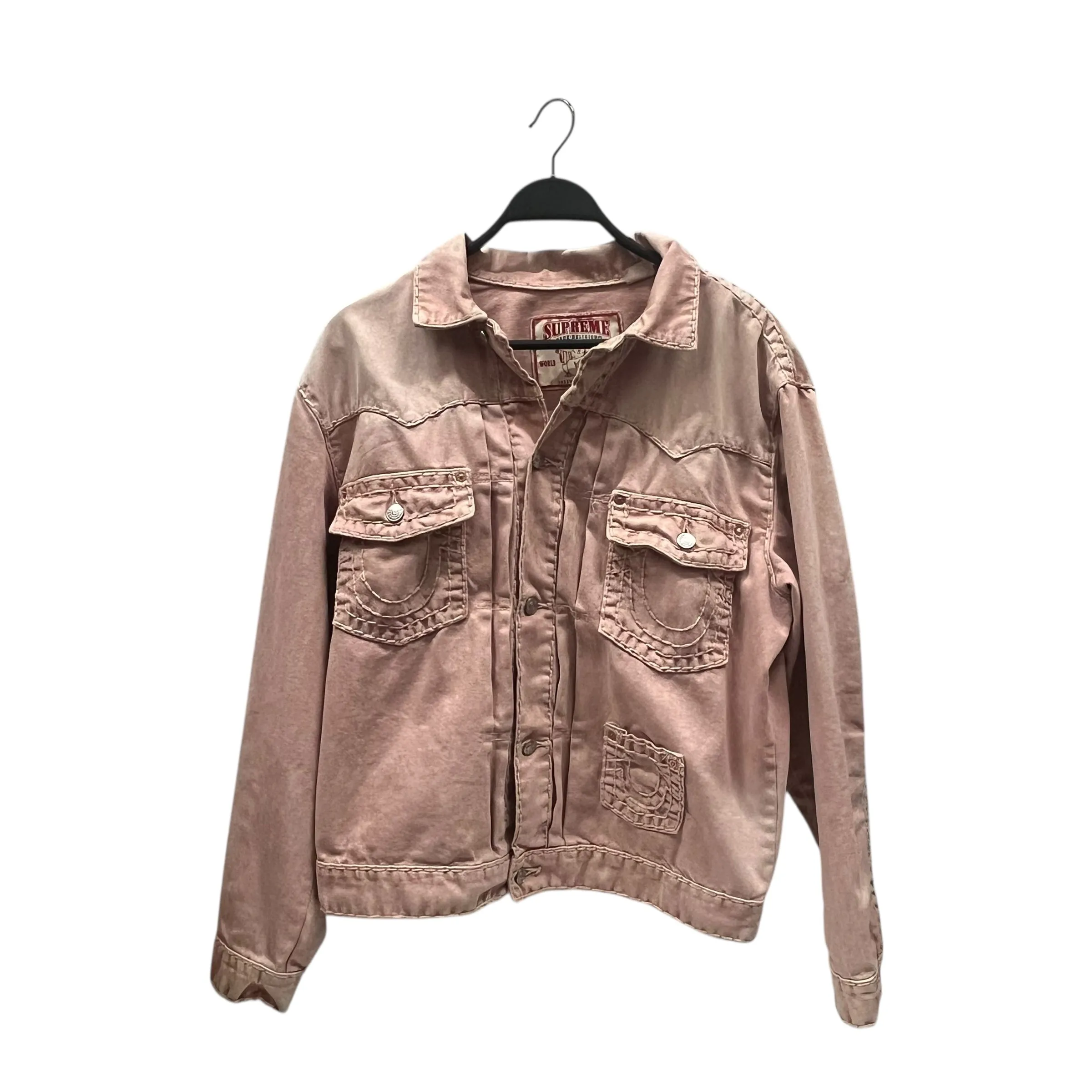 Supreme/TRUE RELIGION/Denim Jkt/L/Cotton/PNK/Single Breasted/