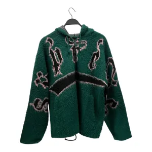 Supreme/Zip Up Hoodie/L/Acrylic/GRN/accent brushed zip-up