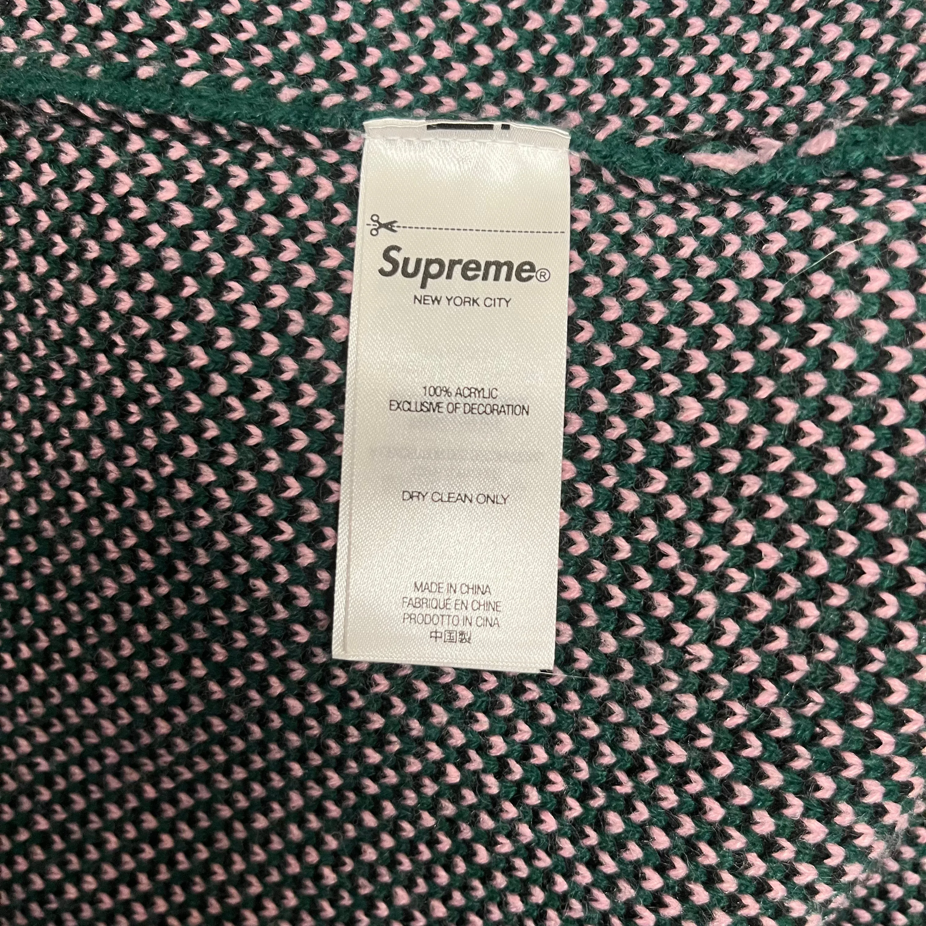 Supreme/Zip Up Hoodie/L/Acrylic/GRN/accent brushed zip-up
