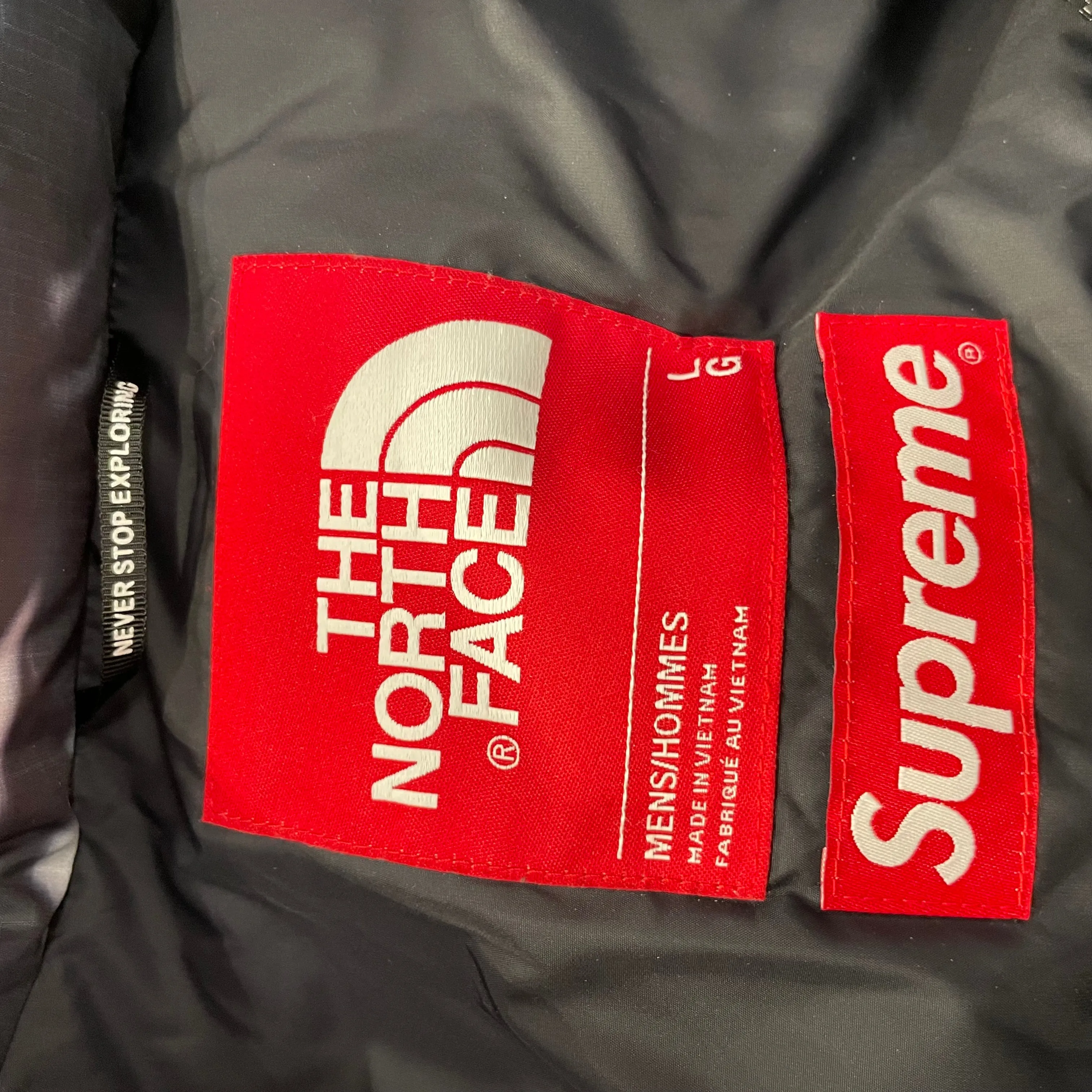 THE NORTH FACE/Puffer Jkt/L/Nylon/GRY/All Over Print/SUPREME